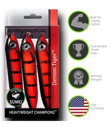 Catfish Rattling Line Float Lure 4 inch (3-Pack Demon Tiger) - Santee Rig Fishing Essential - Buy Online on GoSupps.com