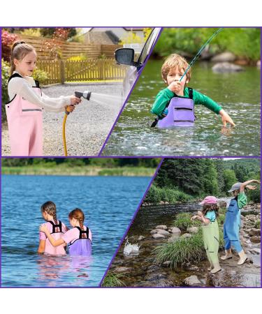 Jonrryin Children's Fishing Waders - Waterproof Adjustable Straps Slip-Proof Boots Sizes 32 Purple - Buy Online on GoSupps.com