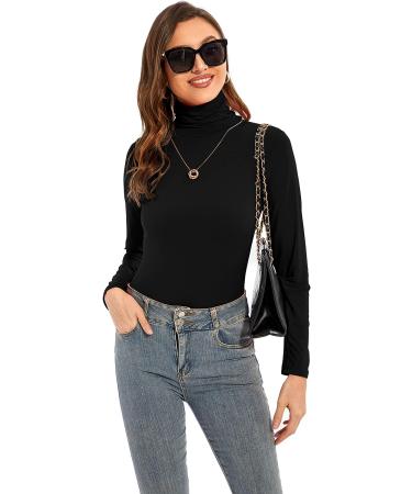 YepClick Women's Long Sleeve Turtleneck T-Shirt - Black, Medium | Lightweight & Cozy Base Layer Top - Buy Online on GoSupps.com