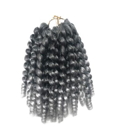 Coolbers 8 Inch Silver Grey Crochet Braids Hair Extensions Ombre Jumpy Wand Curl Jamaican Curl Crochet Twist Braiding Hair (8 Inch 1B/Gray) 8 Inch 1B/Gray