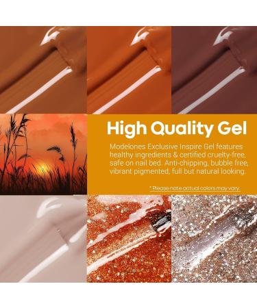 Modelones Gel Nail Polish 6 Colors Nuetral Nude Brown Gel Polish Fall Colors Gold Glitter Nail Gel Polish Set Soak OFF U V Nail Art Gel Kit Manicure Salon DIY Nails Gift Brown Nude - Buy Online on GoSupps.com