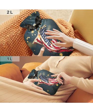 HAWK Hot Water Bottle with American Flag Cover - 1L Small BPA-Free Ideal for Pain Relief Headaches Neck & Shoulders - Perfect for July 14th Gifts - Buy Online on GoSupps.com