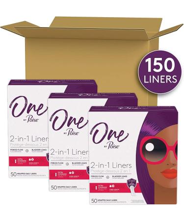 One by Poise Long Extra Coverage Panty Liners - 150 Count (3 Packs of 50) - Period & Bladder Leakage Protection - Buy Online on GoSupps.com