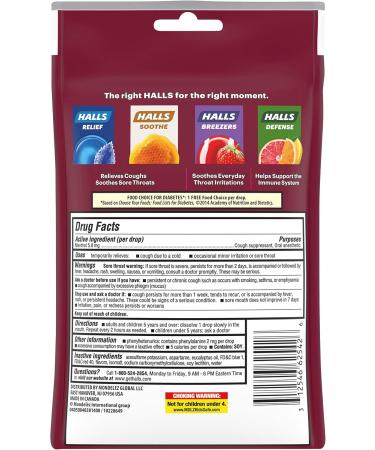 Halls Relief Sugar Free Cough Drops BLACK CHERRY 25 Count BLACK CHERRY 25 Count (Pack of 1) - Buy Online on GoSupps.com