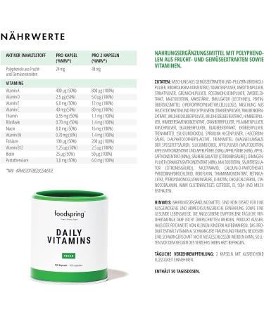 Foodspring Daily Vitamins - Premium Multivitamin Supplements with Vitamin D C & B12 - 100 Capsules for Optimal Health - Buy Online on GoSupps.com