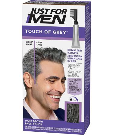 Just For Men Touch Of Grey Gray Hair Coloring for Men with Comb Applicator & Just For Men Shampoo-In Color Grey Hair Coloring for Men - Medium-Dark Brown H-40 (1 Count) - Buy Online on GoSupps.com