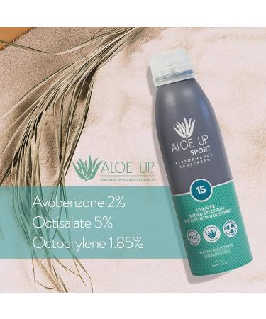Aloe Up Sport SPF 15 Sunscreen Continuous Spray - 6oz Sunblock with Aloe | UVA/UVB Protection | Quick-Drying Formula - Buy Online on GoSupps.com
