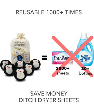 Friendsheep Black Penguin Wool Dryer Balls - 6 Pack, Organic & Fair Trade Fabric Softener - Buy Online on GoSupps.com