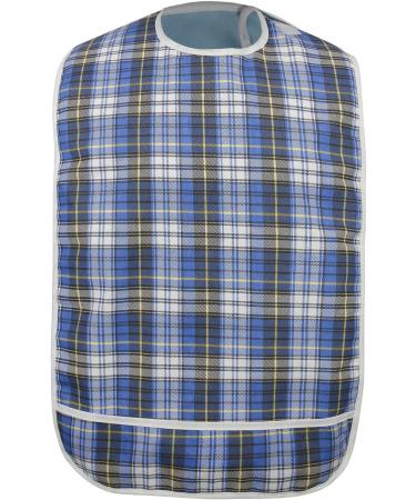 Modaliv Adult Bib - Waterproof Reusable Clothing Protector with Food Catcher - Machine Washable Senior Men and Women Bib for Eating - Blue - Buy Online on GoSupps.com