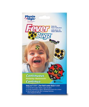 Physio Logic Fever-Bugz Stick-On Fever Indicator, Allows to Continuously Monitor Fever or Temperature for Up to 48 Hours, Colorful Stick-on that is Safe, Accurate, and Fast