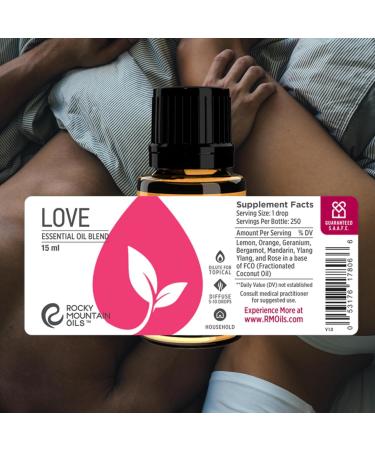 Rocky Mountain Oils Love Essential Oil Blend 15ml - 100% Pure Natural Aromatherapy Oil for Skin Care & Massage - Warm Floral Fruity Aroma - Buy Online on GoSupps.com
