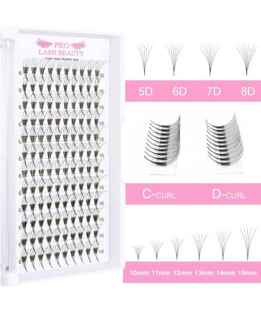 7D-C-0.07-15 Pointy Base Pre Made Fan Eyelash Extensions | Russian Volume Lashes | C D Curl | 15mm Length - Buy Online on GoSupps.com