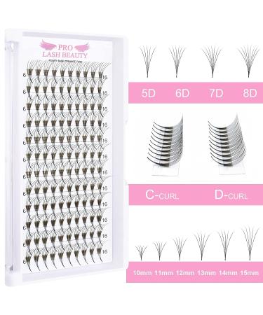 5D-C Premade Fans Eyelash Extensions 10mm - Volume Lash Extensions C D Curl - Pointed Base Fans 0.10 - Pack of 10 - Buy Online on GoSupps.com