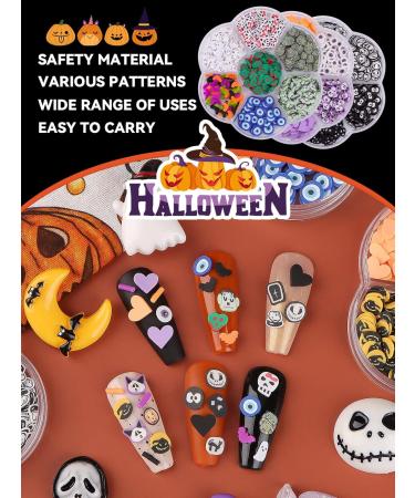 Halloween Nail Art Sequins - Kalolary 3D Skull Spider Pumpkin Bat & Ghost Polymer Clay Slices for Acrylic Nails Decor (3 Boxes - Buy Online on GoSupps.com