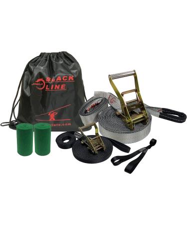 57 ft LongLC Slackline Kit with Training Line | Arm Trainer, Tree Protectors, Ratchet Cover and Carry Bag | Tight Rope Slackline for Backyard | Ideal for Kids, Adults - Buy Online on GoSupps.com