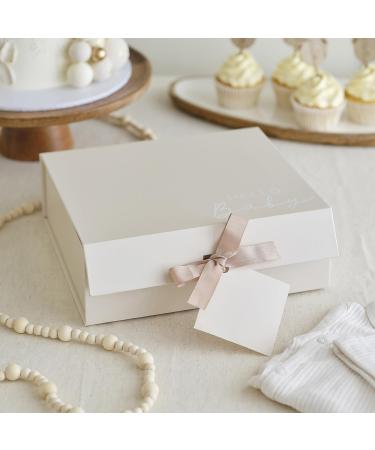 Ginger Ray Shower White 'Hello Baby Box with Gift Tag and Grosgrain Ribbon Neutral Gift Box