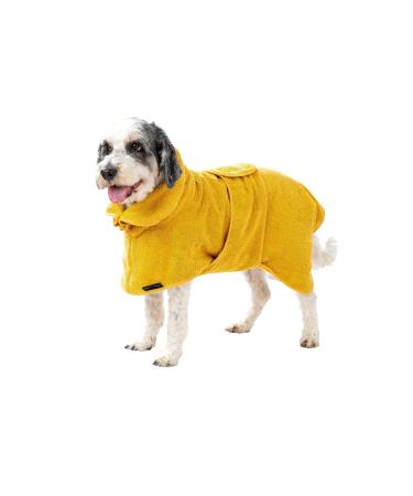 CANICOAT Dog Bathrobe Lavari with Towel 100% Cotton Oeko-TEX Certified (Size: 11 Sun Yellow) Size: 11 Sun Yellow