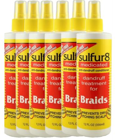 Sulfur-8 Dandruff Treatment For Braids 12 Ounce Spray (354ml) (Pack of 6) Natural 1 Count (Pack of 6) - Buy Online on GoSupps.com