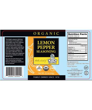 Organic Lemon Pepper Sea Salt - Gourmet Celtic Seasoning, Handcrafted, 1.8oz - Buy Online on GoSupps.com