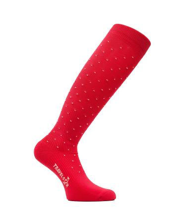 Travelsox TSS6000 Patented Graduated Compression Performance Travel & Dress Socks With DryStat OTC Pairs (Medium Dots Pink)