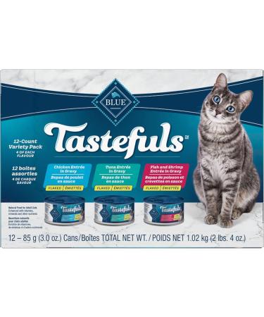 Tastefuls Natural Wet Cat Food Tuna Chicken and Fish/Shrimp in Gravy Flaked 3 oz Variety Pack 12 ct. Variety Pack Tuna Chicken Fish & Shrimp Sm Cans - Buy Online on GoSupps.com