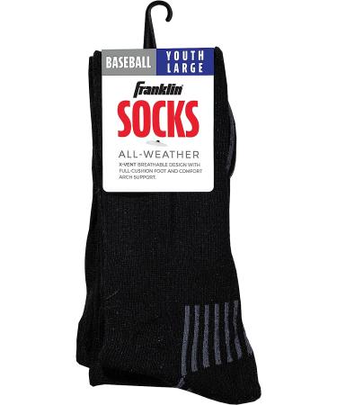 Franklin Sports Youth Baseball + Softball Knee Socks - Boys + Girls Tall Sports Socks - Black - Size Small - Buy Online on GoSupps.com