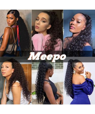 30 Inch Curly Drawstring Ponytail Extensions for Black Women - Natural Black 190g - Human Hair Feel - Thick & Natural Looking - Water Wave Long Ponytail with 2 Clips In - Synthetic Hairpiece - Buy Online on GoSupps.com