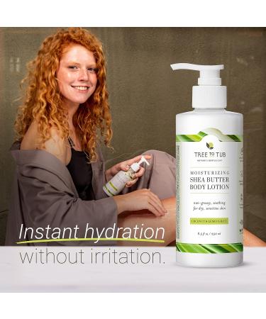 Tree to Tub Cocoa Butter Lotion for Sensitive Skin - Shea Butter Moisturizer for Dry Skin - Lemongrass Coconut Body Cream with Aloe Vera & Oatmeal - 8.5 fl oz - Buy Online on GoSupps.com