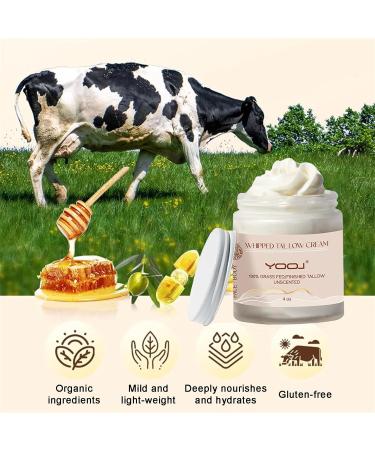 100% Grass Fed Beef Tallow for Skin Care - Organic Unscented Moisturizer for Face & Body | 4 Oz Whipped Tallow for Sensitive Skin - Buy Online on GoSupps.com