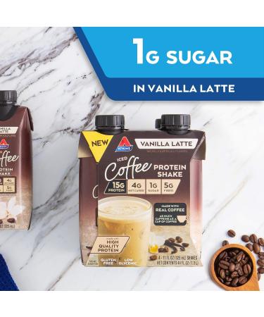 Atkins Vanilla Latte Protein Shake - 4 Pack of Iced Coffee Shakes - Buy Online on GoSupps.com