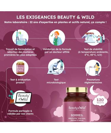 Sleep 1.9mg Melatonin for Better Sleep | FORMAT 4 MONTHS - Calms the mind & body Valerian Lemon balm Saffron Vitamin B6 | No habituation 120 capsules Made in France - Beauty&Wild - Buy Online on GoSupps.com