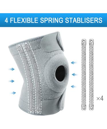 AVIDDA Knee Support Brace for Joint Pain Relief | Adjustable Patella Tendon Knee Brace with Stabilizers | Ideal for Running & Sports | Men & Women | Grey | Size XS-M - Buy Online on GoSupps.com