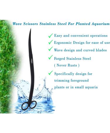 Innotech 25 CM Black Aquarium Scissors | Wave Scissors for Aquatic Plant Care - Ideal for Aquarium Cleaning - Buy Online on GoSupps.com
