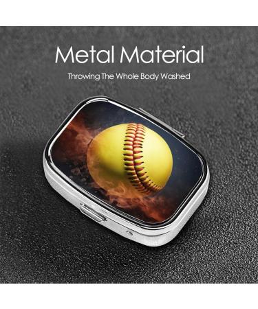 Softball Printing 2 Compartment Pill Case | Cute Travel Pill Box Organizer for Purse & Pocket Gifts - Buy Online on GoSupps.com