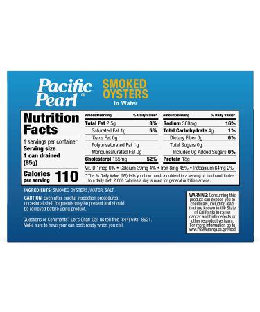 Pacific Pearl Smoked Oysters in Spring Water  3.75-Ounce Cans (Pack of 12) - Buy Online on GoSupps.com