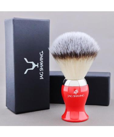 JAG Shaving Razor Brush - Synthetic Silver Spitz Hair for Men & Women | Perfect Shaving Brush in Red - Ideal for Shaving Cream & Razors - Buy Online on GoSupps.com