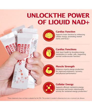 NAD+ Supplement 1000mg Liquid Packets 21pcs Nicotinamide Riboside Resveratrol NAD Supplements for Women Men Anti-Aging Repairs Cells Support Natural Vitality - Buy Online on GoSupps.com