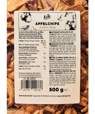 KoRo - Cinnamon apple chips 500g - Crunchy fruity snack - Fruity and sweet taste - Gentle drying - Buy Online on GoSupps.com