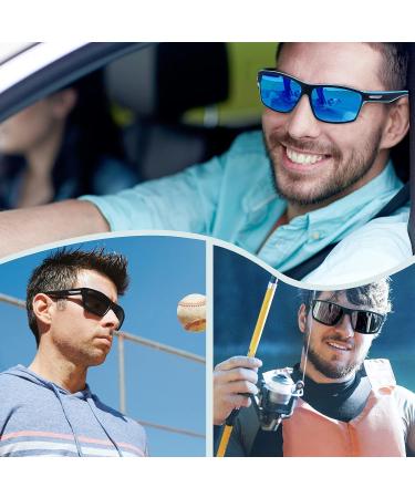 Ollrynns Polarized Sports Sunglasses for Men & Women - UV400 Protection 2-Piece Set for Fishing Biking Golf & Running - Black & Blue - Buy Online on GoSupps.com
