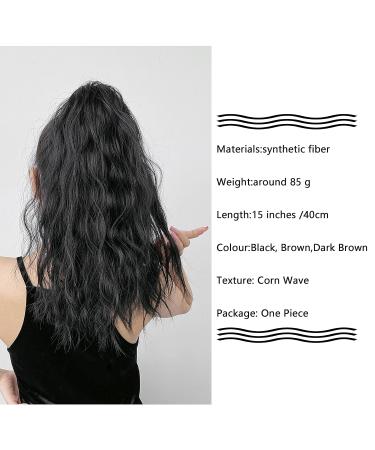 Meiriyfa Short Black Ponytail Extension - Curved Clip-In Heat-Resistant 40cm for Daily Use - Artificial Hair - Buy Online on GoSupps.com