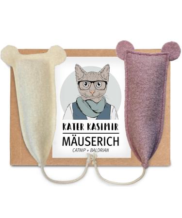 2 hand-sewn play mice for cats with catnint and valerian filling |In Germany by hand and with love made from pure wool felt 2 mice (mint + valerian)