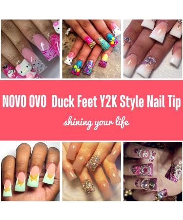 NOVO OVO 550 pcs Crystal Duck Feet Flare Nail Tips | Y2K Vibe Half Cover French False Nail Extension | 11 Sizes in BOX Packaging - Buy Online on GoSupps.com