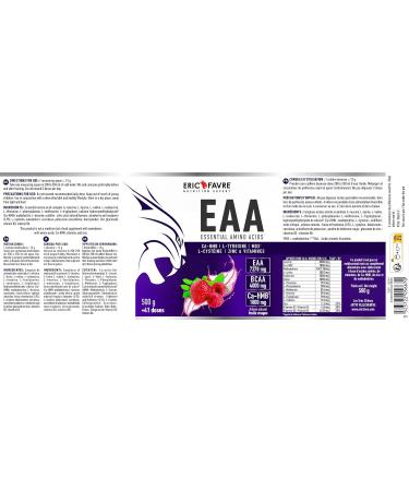 EAA ESSENTIAL AMINO ACIDS - Acides Amin s Essentiels avec CA-HMB L-Tyrosine L-Cyst ine Zinc & Vitamines - Formule nergisante et R duction de la Fatigue - 500g - Saveur Fruits Rouges - Eric Favre - Buy Online on GoSupps.com