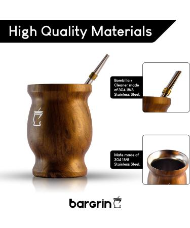 BARGRIN Mate Argentinian Set Complete With Light Bulb and Cleaner Yerba Mat - Buy Online on GoSupps.com