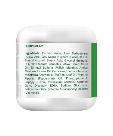 Hemp Muscle Cream with Arnica, MSM, Tea Tree Oil, Peppermint & Aloe Vera - Maximum Strength for Joints, Cramps, and Muscle Relief - 4oz - Buy Online on GoSupps.com