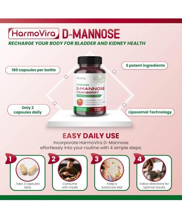 Liposomal D-Mannose Cranberry Supplement 180 Capsules | Uva Ursi Hibiscus Black Pepper | Enhanced Absorption Formula | Non-GMO Gluten-Free 180 count (pack of 1) - Buy Online on GoSupps.com