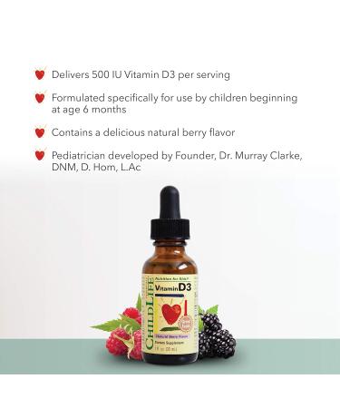 ChildLife Essentials Vitamin D3 Drops for Kids - Immune & Respiratory Support - Gluten-Free Non-GMO - Natural Berry Flavor - 1 Fl. Oz (Pack of 3) - Buy Online on GoSupps.com