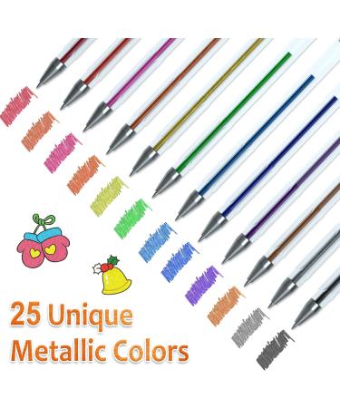 Shuttle Art 50 Pack Metallic Gel Pens - 25 Pens Set + 25 Refills for Adult Coloring & Drawing - Metallic Tone Art Markers - Buy Online on GoSupps.com