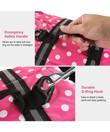 HAOCOO Dog Life Jacket Vest Swimsuit with Reflective Stripes - Pink Polka Dot XL - Buy Online on GoSupps.com