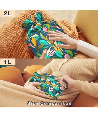 Shop Naanle Hot Water Bottle with Tropical Leaves Cover - 2L Heat Therapy for Back Pain Relief & Cold/Hot Use | International Shipping - Buy Online on GoSupps.com